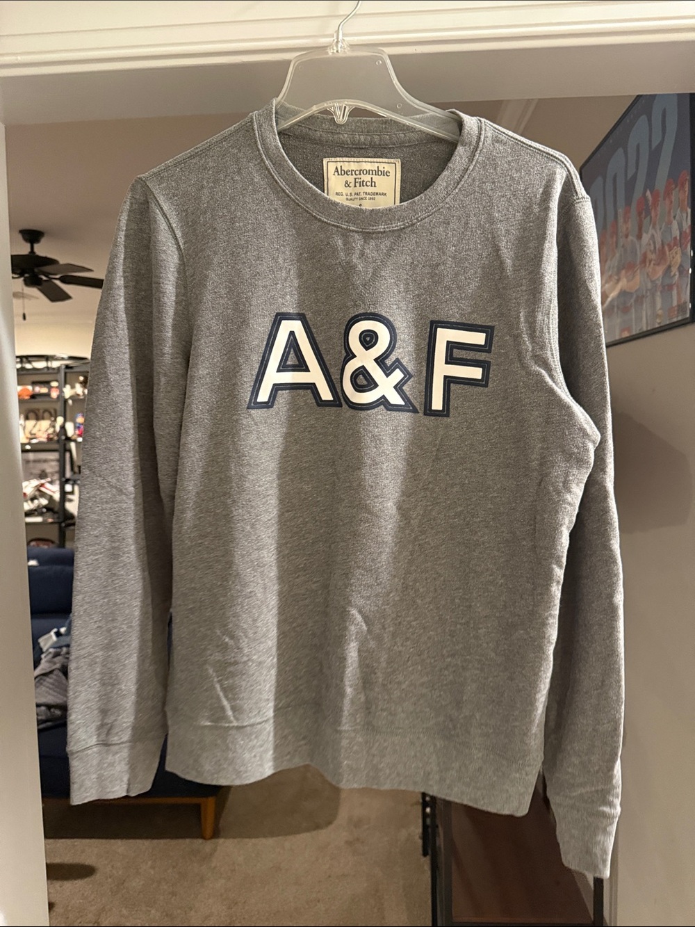 Abercrombie & Fitch Gray Crewneck Sweatshirt with A&F Logo